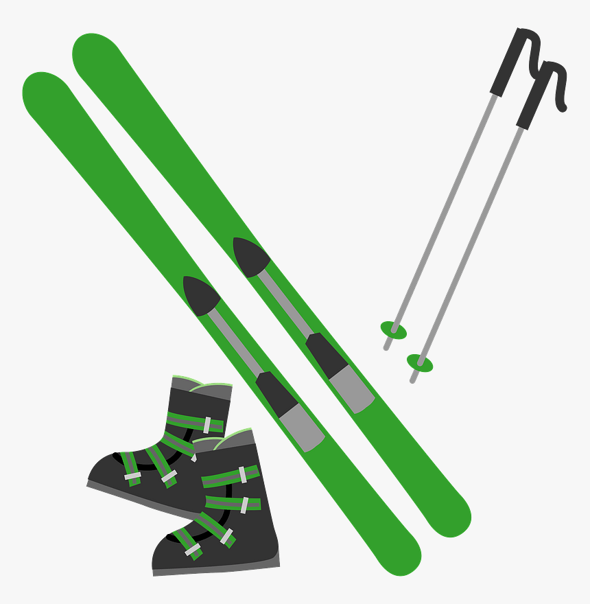 Skiing Skis Boots Poles Clipart - スキー 板 イラスト フリー, HD Png Download, Free Download