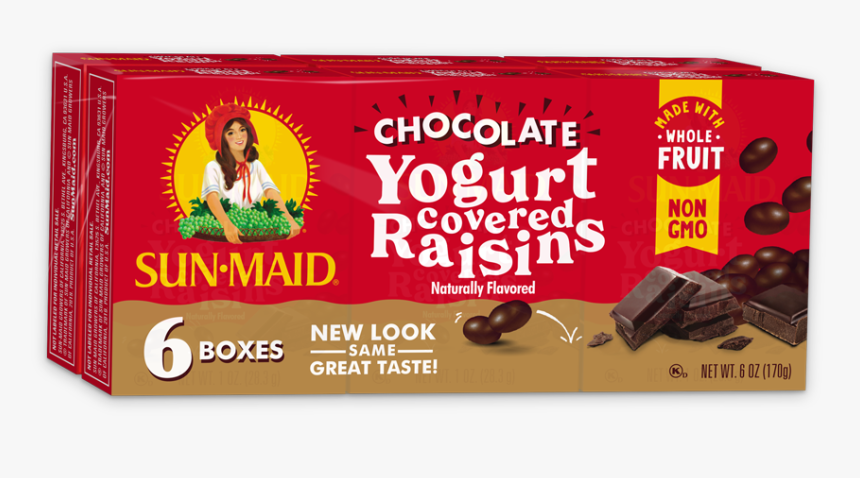 Chocolateyogurtraisins 6pk Front Website - Sun Maid Raisin Girl, HD Png Download, Free Download