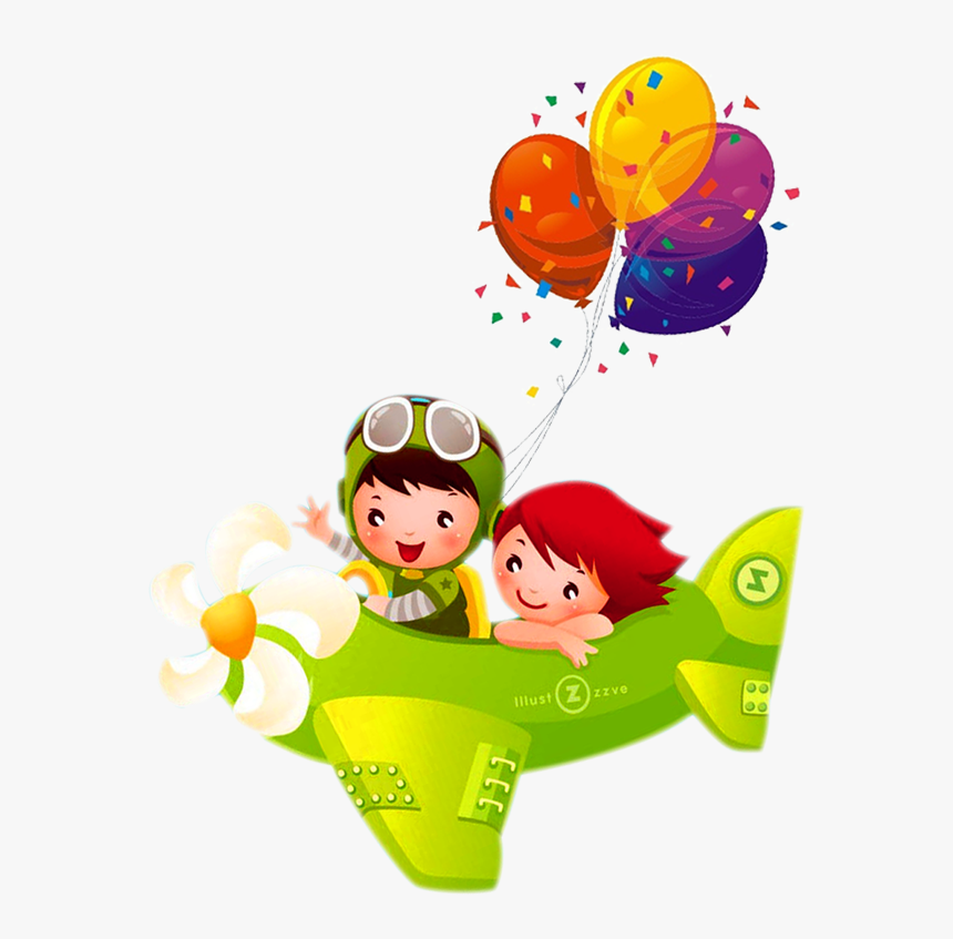 Airplane Material Cartoon Child Free Download Png Hd - Balloon And Airplane, Transparent Png, Free Download