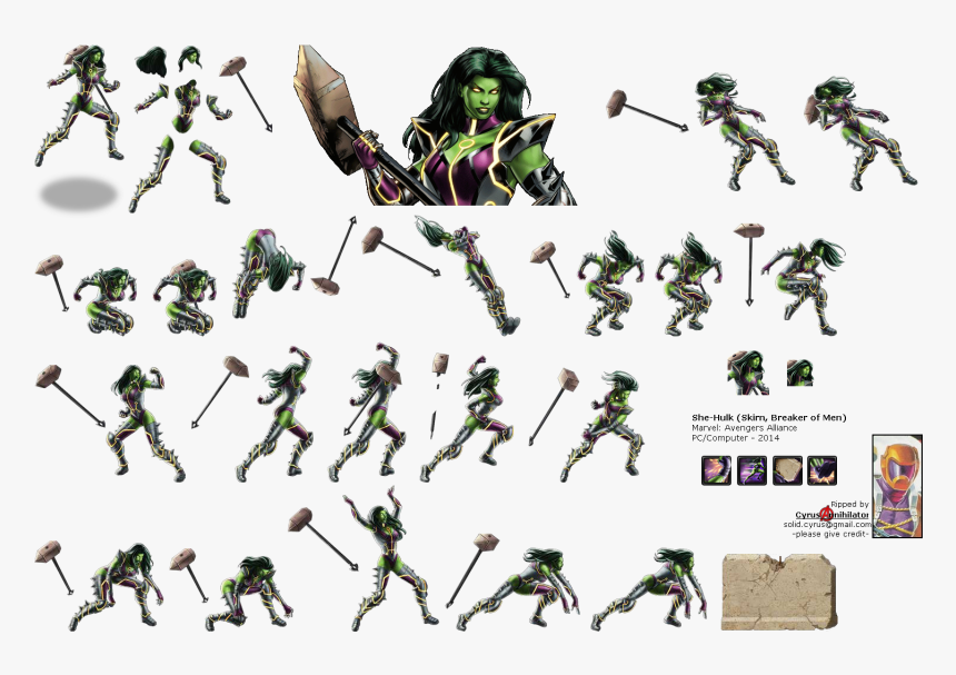 Click For Full Sized Image She-hulk - She Hulk Marvel Vs Capcom Sprites, HD Png Download, Free Download