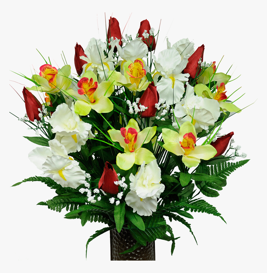 Red Tulip & White Iris Mix - Flower Bouquet, HD Png Download, Free Download
