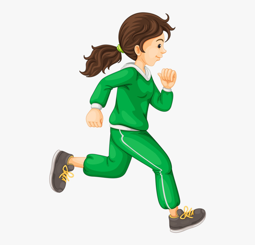 Running Girl Cartoon - Girl Running Clipart Transparent, HD Png Download, Free Download