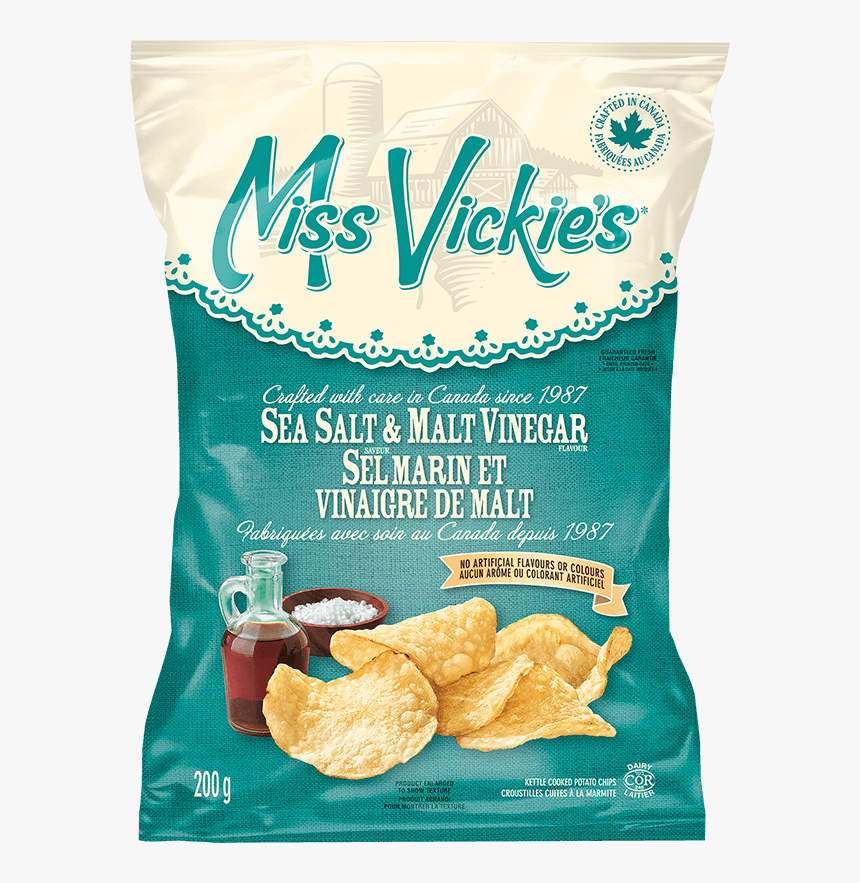 Miss Vickie"s® Sea Salt & Malt Vinegar Kettle Cooked - Miss Vickie's Sea Salt And Vinegar Chips, HD Png Download, Free Download