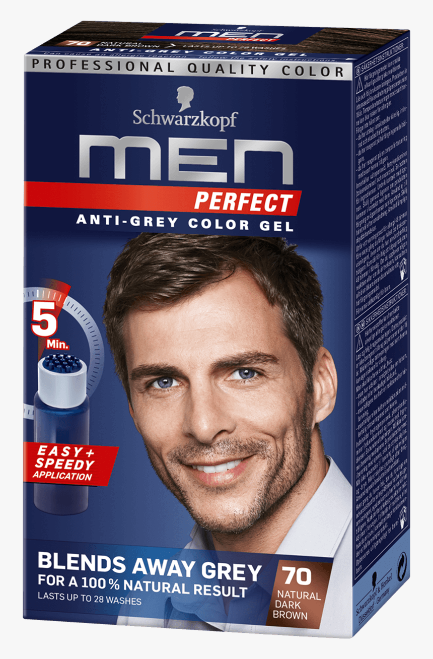 Men Perfect Com Anti Grey Color Gel 70 Natural Dark - Hair Color For Men Brands, HD Png Download, Free Download