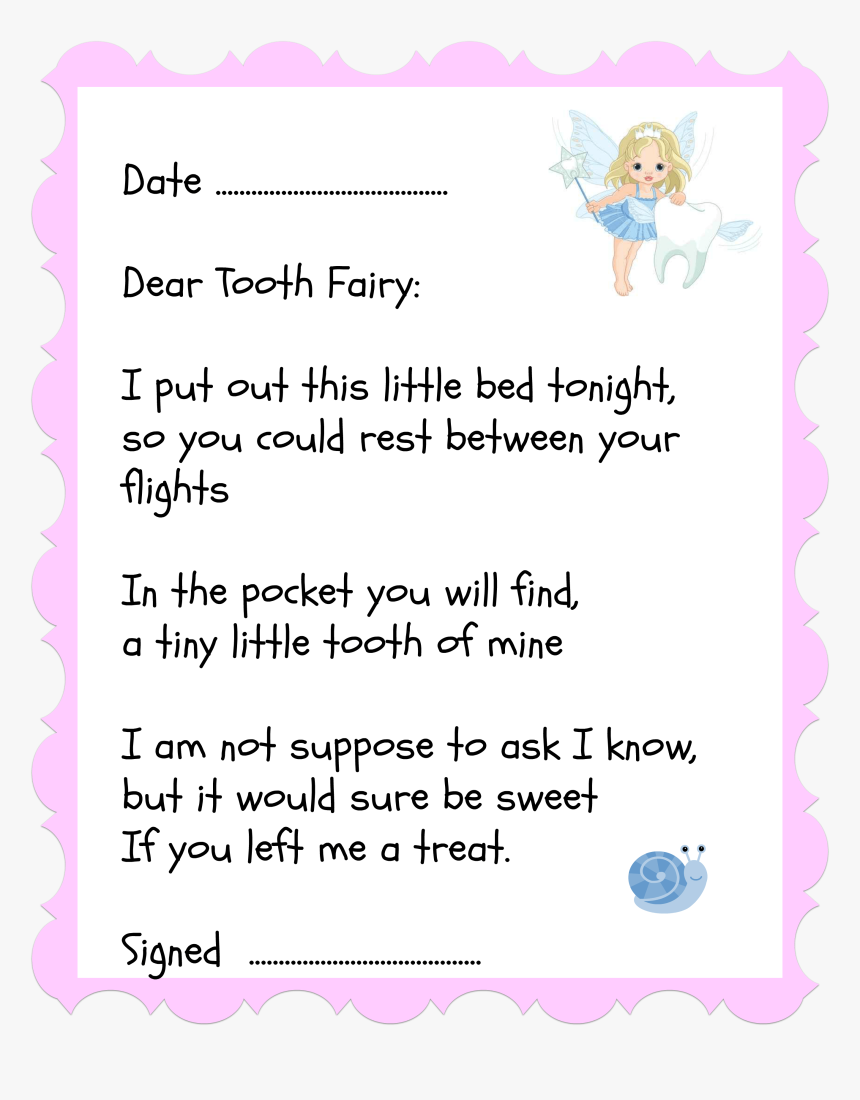 Tooth Fairy Letter , Png Download - Tooth Fairy Clip Art, Transparent Png, Free Download