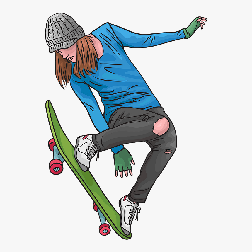 Girl Skateboarding Clipart - Girl Skateboarding Png, Transparent Png, Free Download