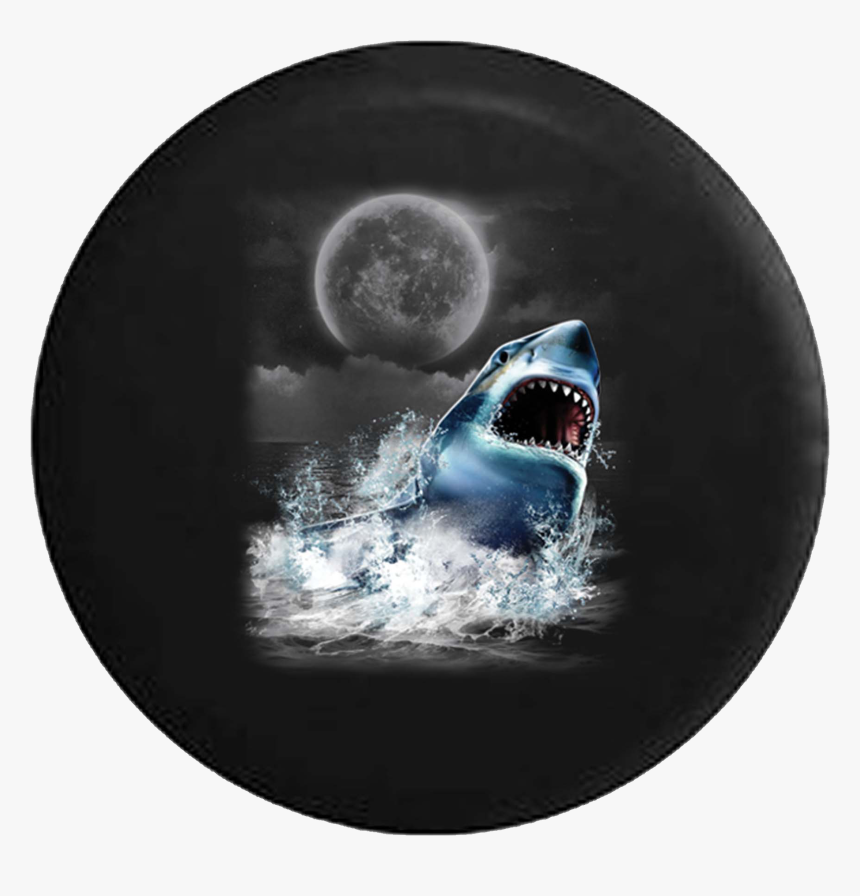 Great White Shark Attack Jaws Teeth Ocean Full Moon - T-shirt, HD Png Download, Free Download