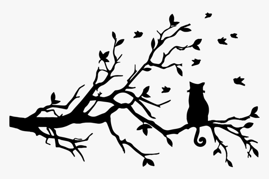 Cat In Tree Silhouette, HD Png Download, Free Download