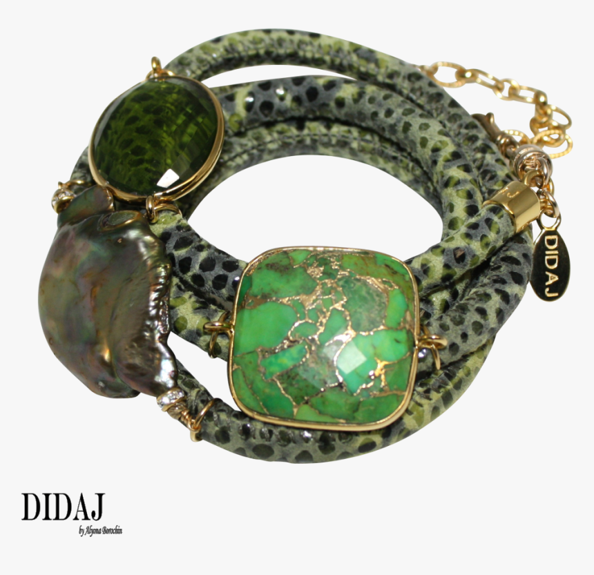 Didaj Olive Green Snake Italian Wrap Leather Bracelet - Bracelet, HD Png Download, Free Download