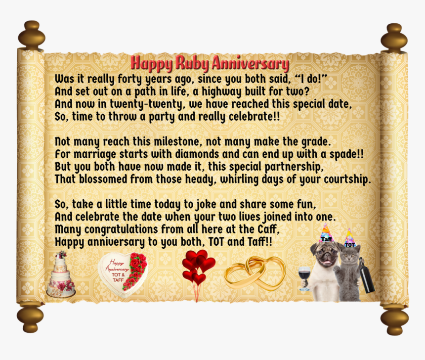 Tot & Taff Anniversary Poem Scroll 2020, HD Png Download, Free Download