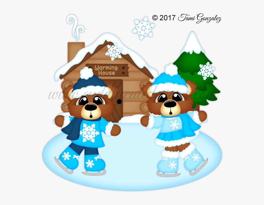 Transparent Winter Wonderland Clip Art - Teddy Bear Clip Art Skating, HD Png Download, Free Download