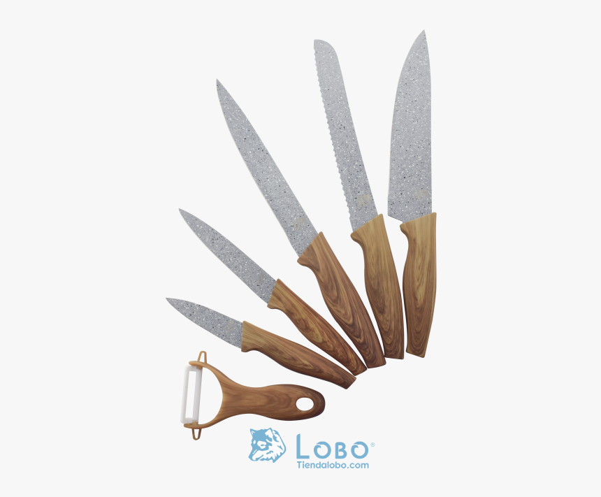 Juego De Cuchillos Y Pelador Ceramica Con Mango De - Lobo Marca De Cuchillos, HD Png Download, Free Download