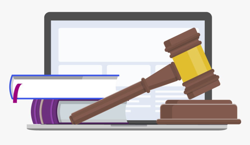 A Laptop, Law Books, And A Judge"s Gavel, HD Png Download, Free Download