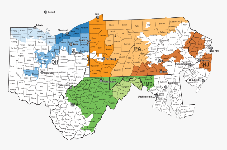Map Of Firstenergy Service Territory - Atlas, HD Png Download, Free Download