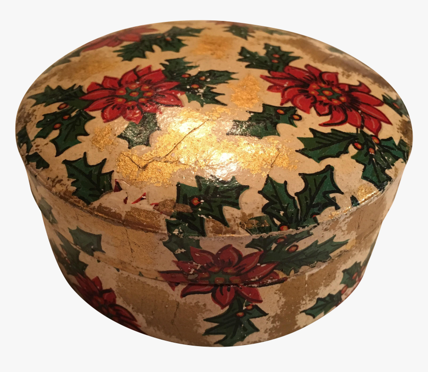 Vintage Christmas Paper Mache Coasters In Box - Poinsettia, HD Png Download, Free Download