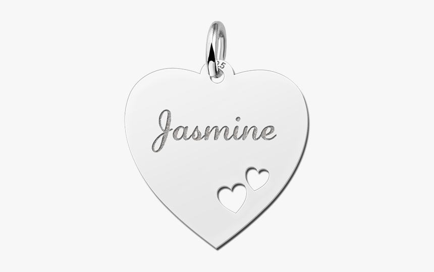 Silver Engraved Heart Nametag Hearts - Herz Anhänger Ausgestanzt, HD Png Download, Free Download