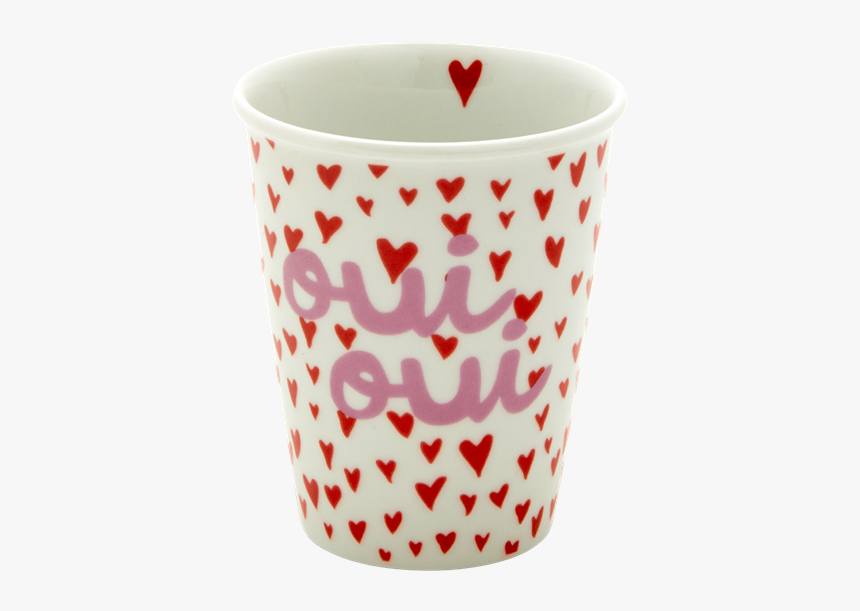 Porcelain Cup With Small Hearts And Oui Print, HD Png Download, Free Download