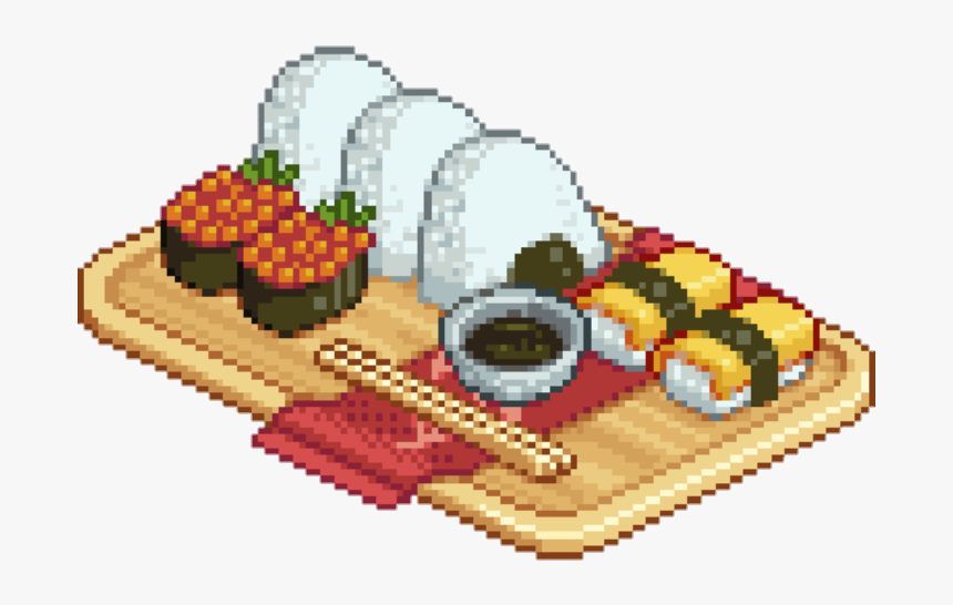 #pixel #sushi #cute #png #tumblr #food #red #yellow - Food Pixel Art, Transparent Png, Free Download