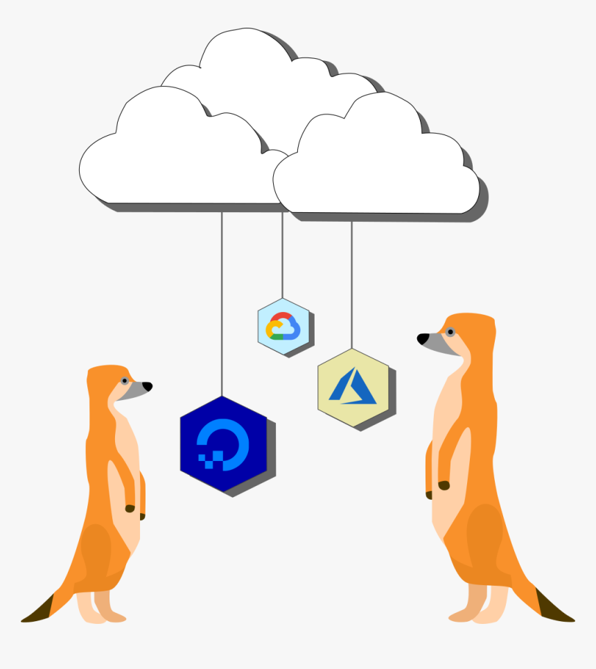 Meerkats Looking At Blocks Dropping From Cloud - Illustration, HD Png Download, Free Download