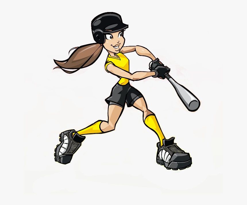 Women"s Softball Clip Art Clipart Download - Softball Player Softball Cartoon, HD Png Download, Free Download