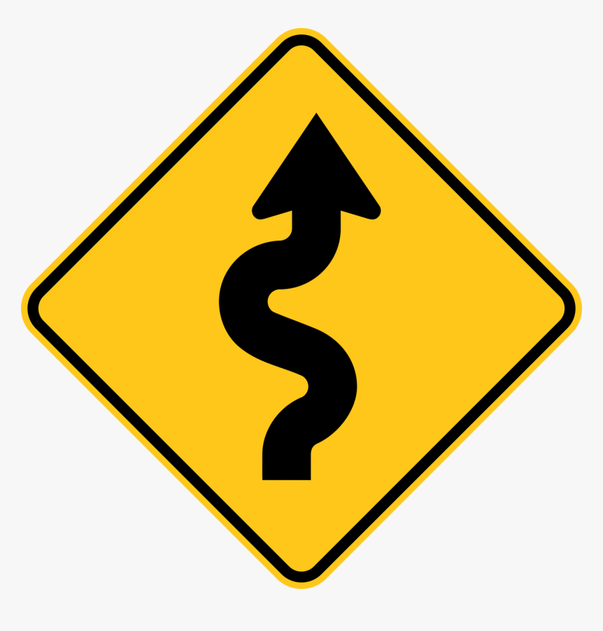 Clip Library Winding Road Right Warning Sign Digital - Winding Road Sign, HD Png Download, Free Download