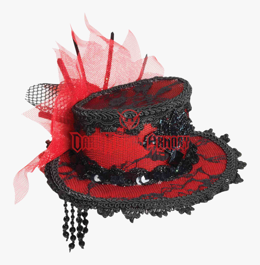 Steampunk Mini Red Lace Top Hat - Steampunk Corset Hat, HD Png Download, Free Download