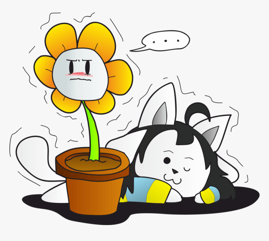 Temmie Annoys Flowey By Ilovegir64 - Undertale Flowey X Tem, HD Png Download, Free Download