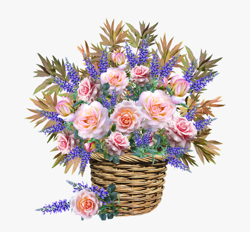 Flowers, Basket, Arrangement, Celebration, Garden - Цветя Png, Transparent Png, Free Download