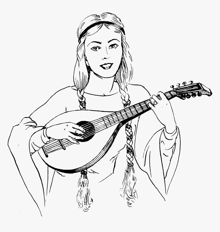 Woman Playing Lute Clip Arts, HD Png Download, Free Download