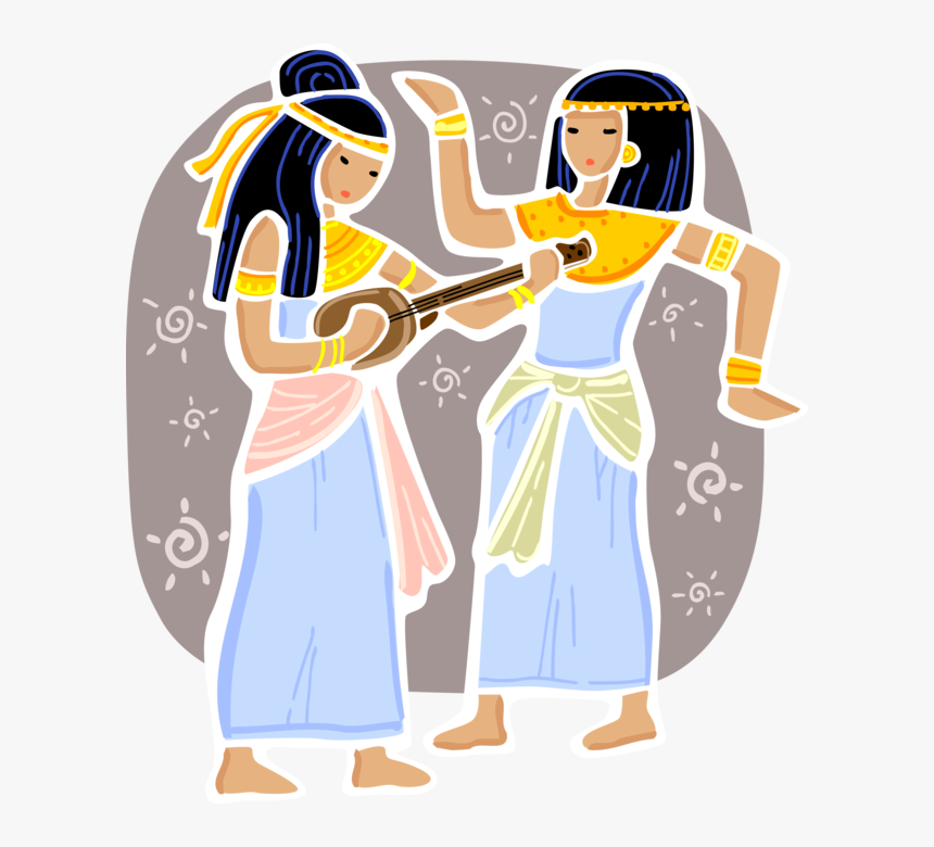 Vector Illustration Of Ancient Egypt Musician Plays - Ancient Egyptian Dance Cartoon, HD Png Download, Free Download