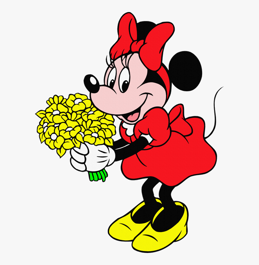 Minnie Mouse With Flowers, HD Png Download, Free Download