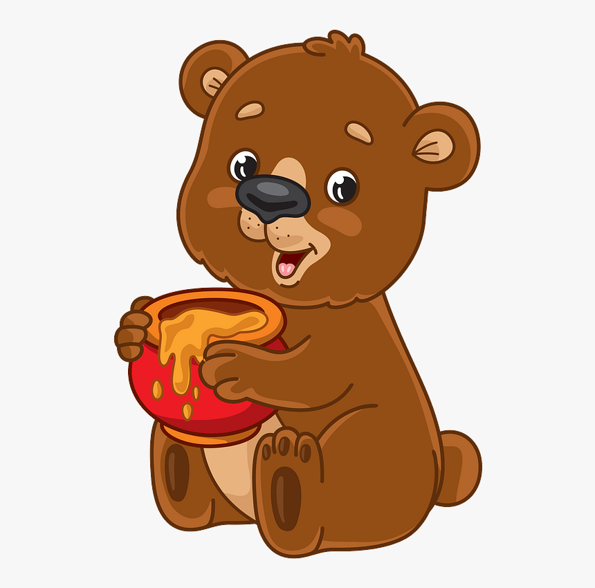 Cartoon Bear With Honey Pot Clipart - Cartoon, HD Png Download - kindpng.