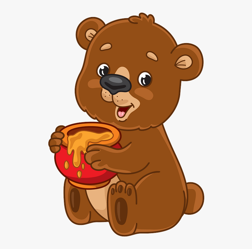 Cartoon Bear With Honey Pot Clipart - Cartoon, HD Png Download, Free Download