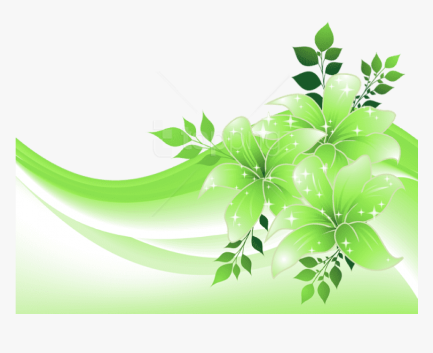 Free Png Green Decoration With Flowers Png Images Transparent - Blue Floral Border Background, Png Download, Free Download