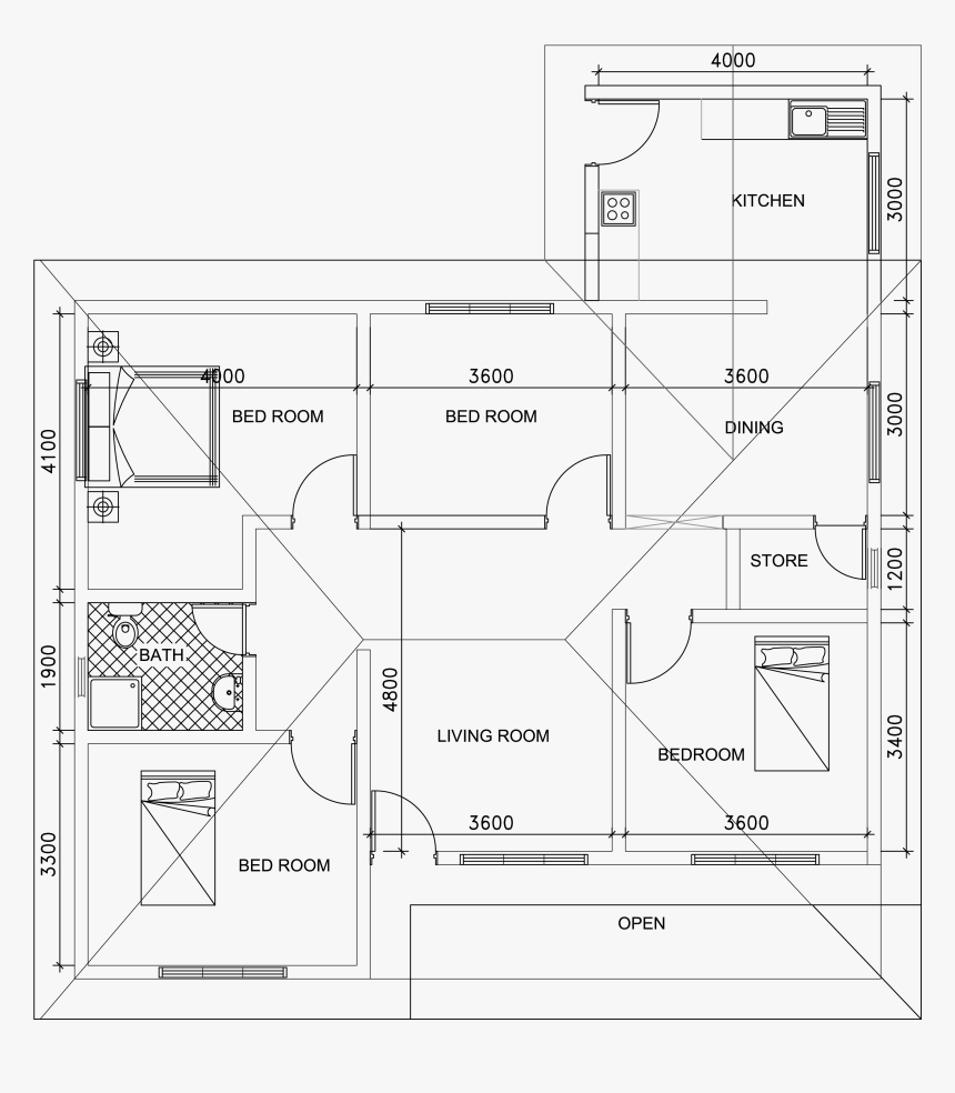 Single Story Simple House Floor Plans, HD Png Download, Free Download