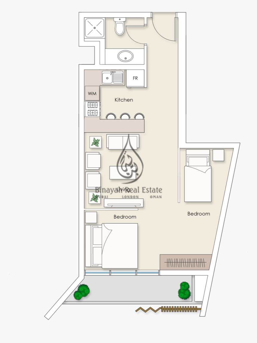 Platinum Residences Studio Apartment Type 4 Floor Plan - Floor Plan, HD Png Download, Free Download