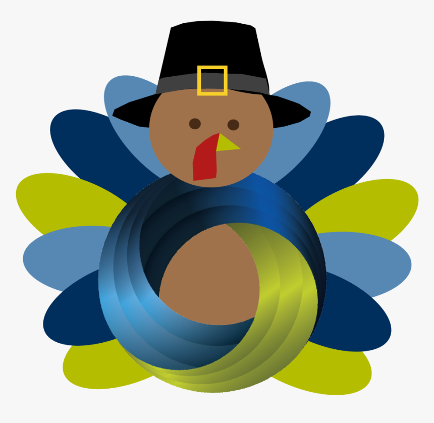 Thanksgiving Turkey Wearing Pilgrim Hat With Bks Knot - Cartoon, HD Png Download, Free Download