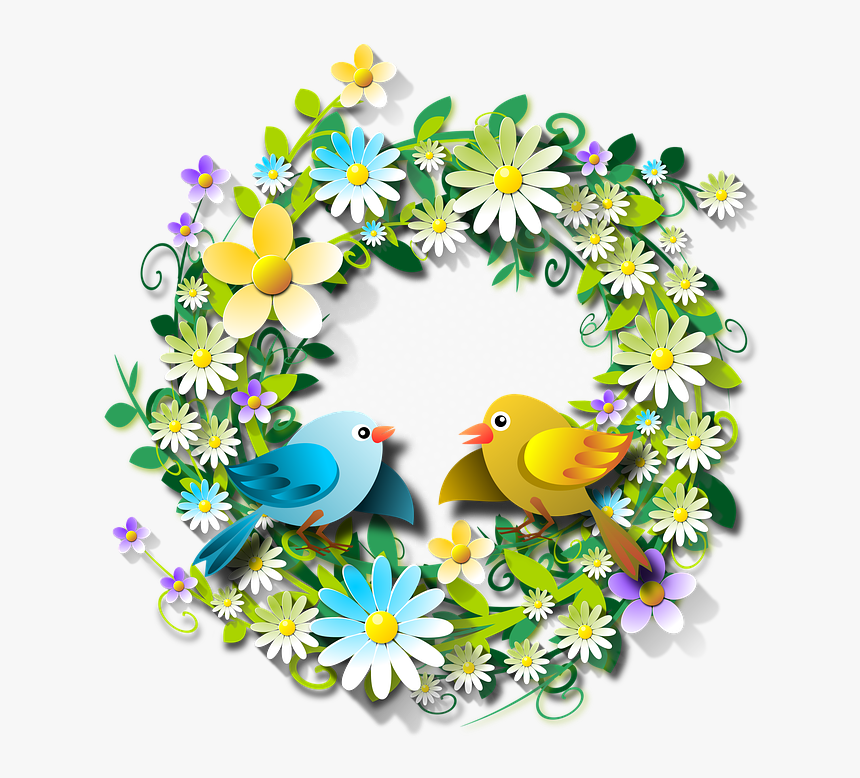 Flowers, Floral, Flowery, Spring, Birds, Animals, Paper - Tarjetas De Amor De Primavera, HD Png Download, Free Download