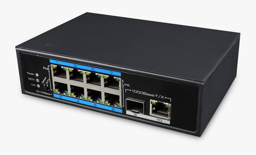 8 Ports Poe Ethernet Switch - Electronics, HD Png Download, Free Download