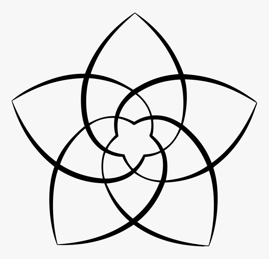 Line Art,leaf,symmetry - Star With A Circle Around, HD Png Download, Free Download