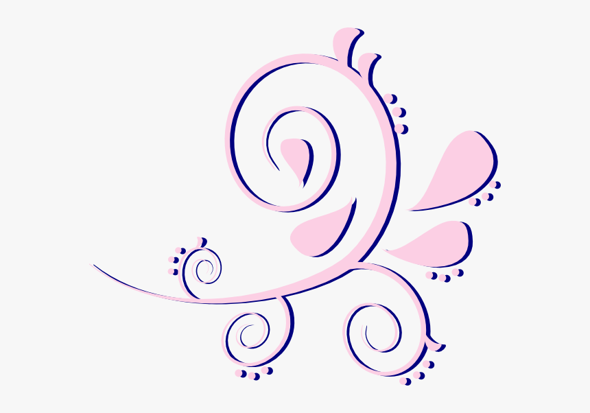 Paisley Curves Pink On Blue Svg Clip Arts - Pink And Blue Paisley Clipart, HD Png Download, Free Download
