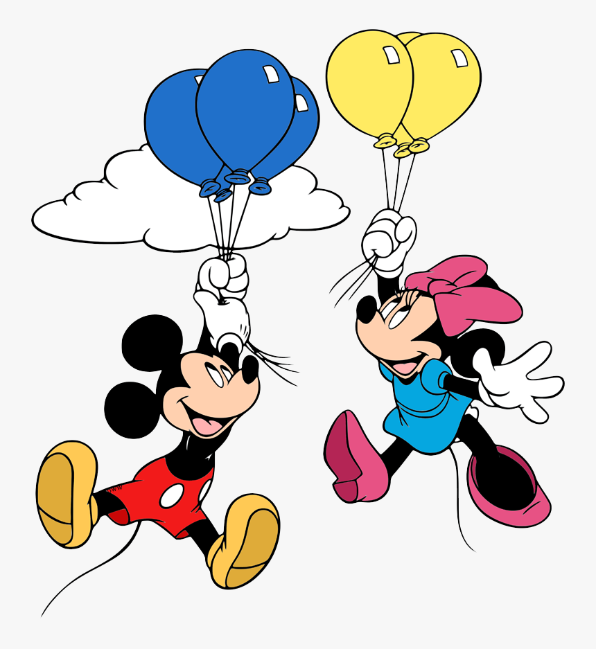 Mickey And Minnie Mouse Holding Balloons, HD Png Download, Free Download