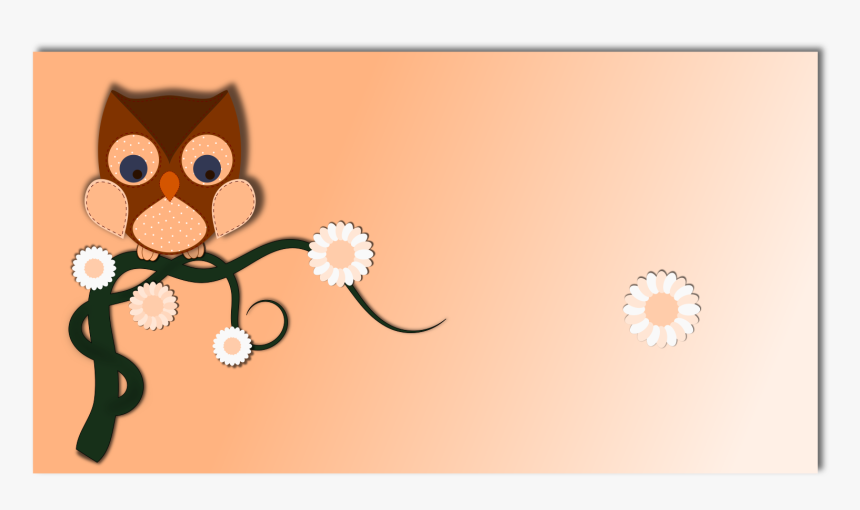 Paper Card With Owl And Flowers Clip Arts, HD Png Download, Free Download