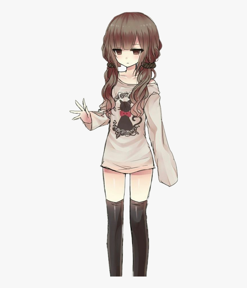 Female Brown Hair Anime Transparent Cartoons Cute Brown