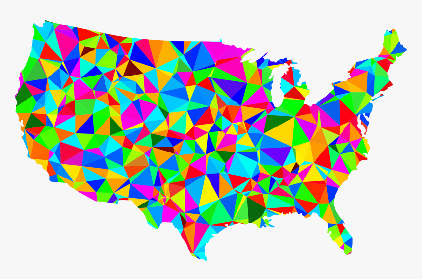 Flat Shaded Low Poly America Usa Map - Usa Map, HD Png Download, Free Download