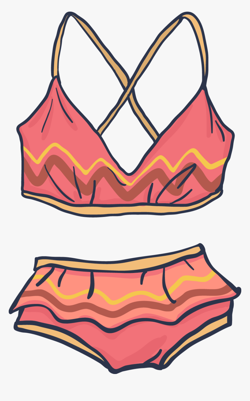 Transparent Lingerie Clipart - Bikini Cartoon Clip Art, HD Png Download - k...