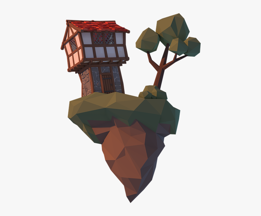 Lowpoly, 3d, Blender, Polygon, Tree, House - Blender Rocket Low Poly, HD Png Download, Free Download