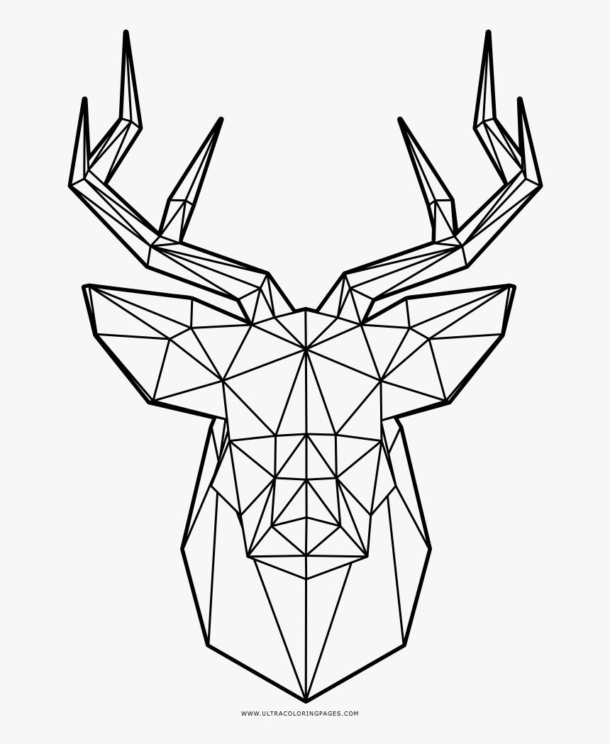 Low Poly Deer Coloring Page - Deer Low Poly Art, HD Png Download, Free Download