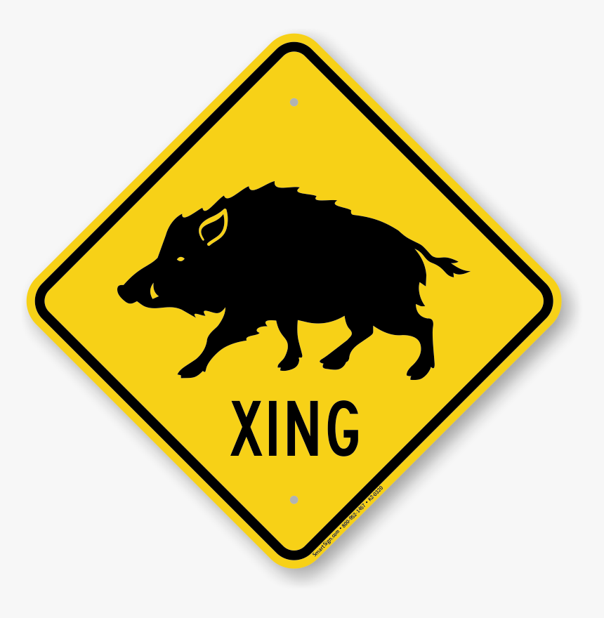 Wild Hog Xing Road Sign - Dog Crossing Sign, HD Png Download, Free Download