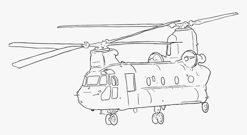 Helicopter, Transportation, Military, Chinook, War - Drawing Of Chinook Helicopter, HD Png Download, Free Download